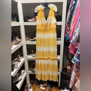 Prabal Gurung yellow gorgeous maxi long striped dress size 4 small
